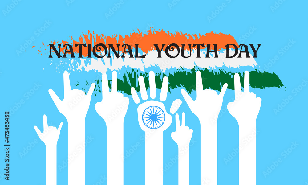 National youth day vector template. January 12 design for national youth day theme. National youth day vector template. January 12 design for national youth day theme.