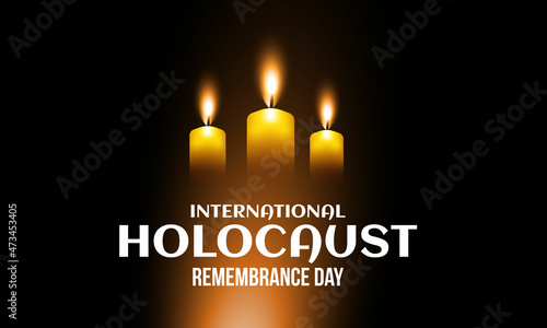 International Holocaust Remembrance Day Candle Lighting vector banner. January 27 candle against holocaust black.