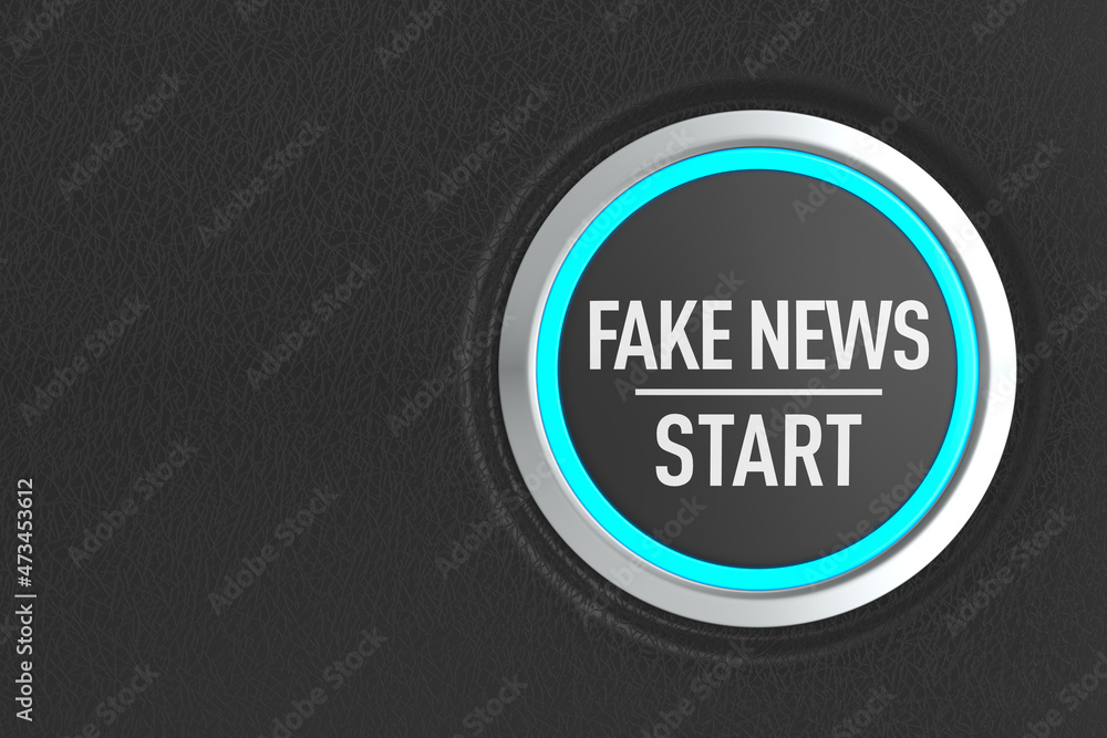 push button with text fake news on dark background. 3D illustration push button with text fake news on dark background. 3D illustration