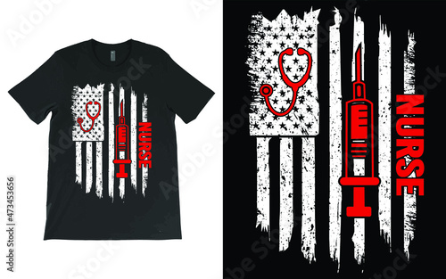 USA Flag Nurse T-Shirt Vector, Leopard Nurse Life Shirt, RN Shirts, Nurse Week, Nursing Shirt, Nursing School Tee