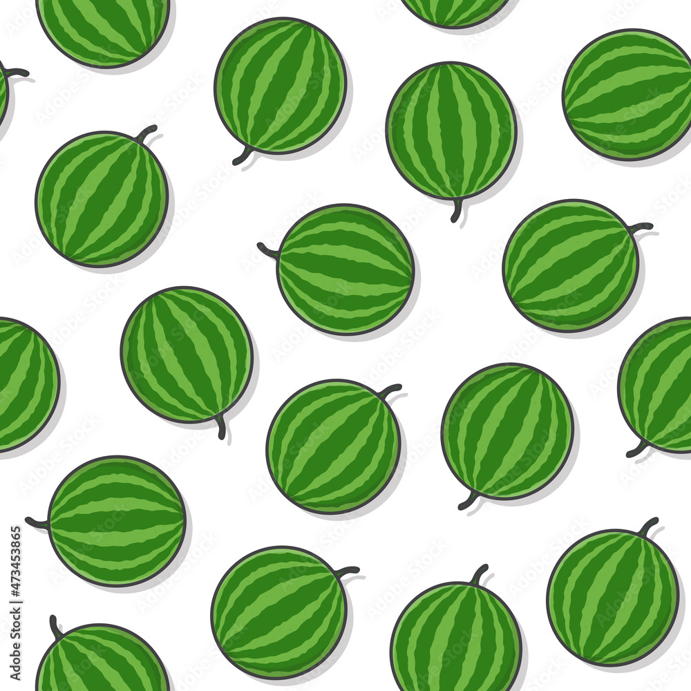 Watermelon Fruit Seamless Pattern On A White Background. Fresh Watermelon Icon Vector Illustration Watermelon Fruit Seamless Pattern On A White Background. Fresh Watermelon Icon Vector Illustration