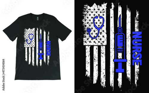 USA Flag Nurse T-Shirt Vector, Leopard Nurse Life Shirt, RN Shirts, Nurse Week, Nursing Shirt, Nursing School Tee