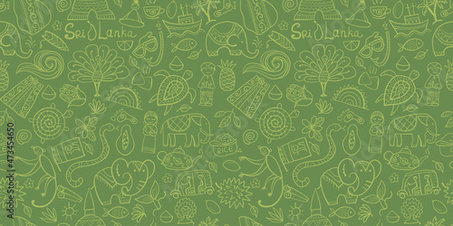 Sri Lanka travel, seamless pattern, background for your design