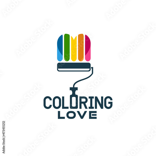 Coloring love logo, vector illustration of love and happy life, happy color for your cheerful business.