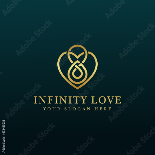 Luxury logo vector with Infinity Love concept in line art style