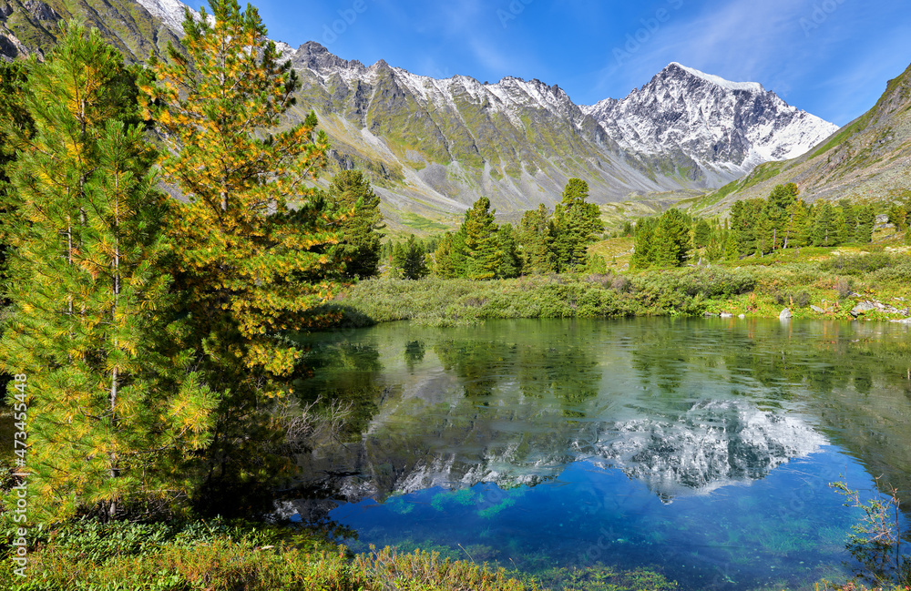 Beautiful mountain landscape by lake