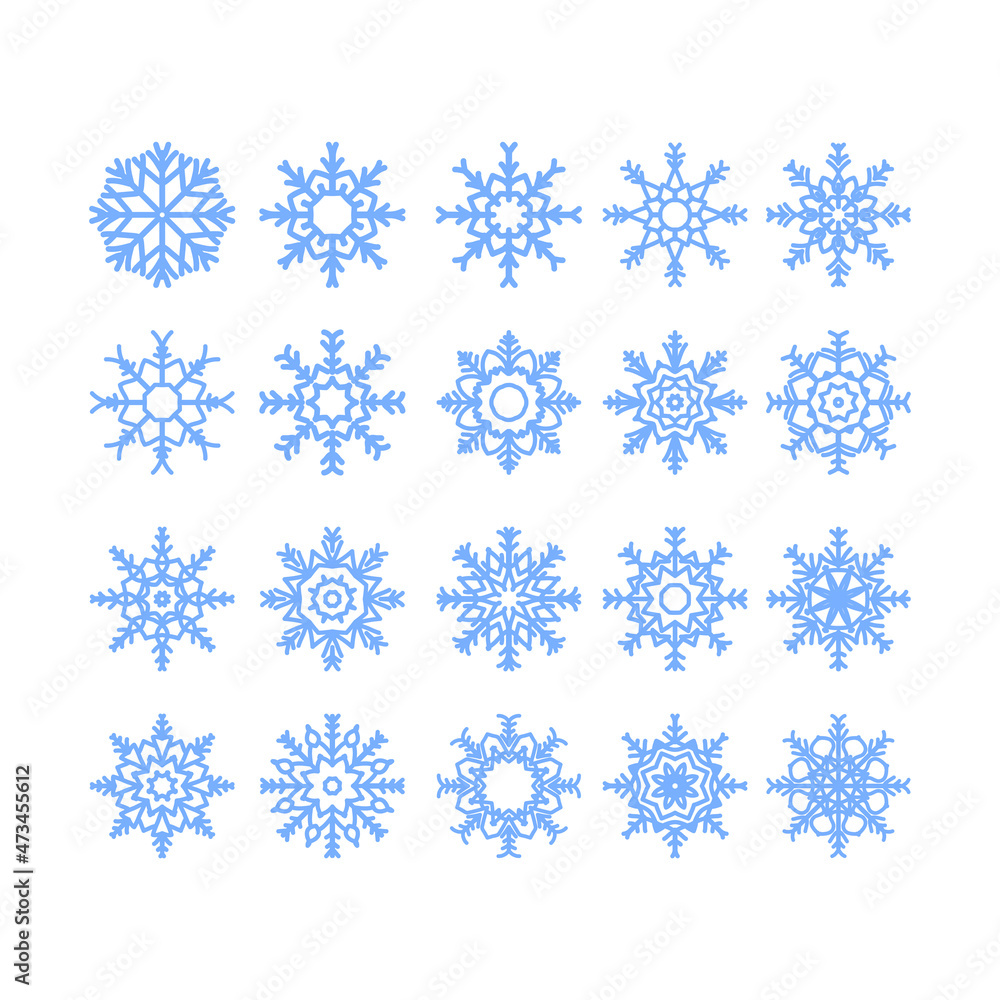 Flat design snow flakes elements set for Merry Christmas and new year Flat design snow flakes elements set for Merry Christmas and new year