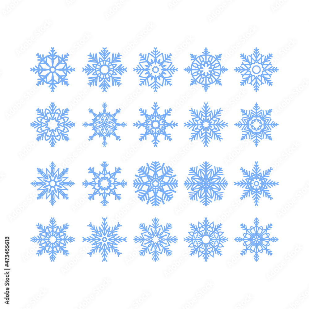 Flat design snow flakes elements set for Merry Christmas and new year Flat design snow flakes elements set for Merry Christmas and new year