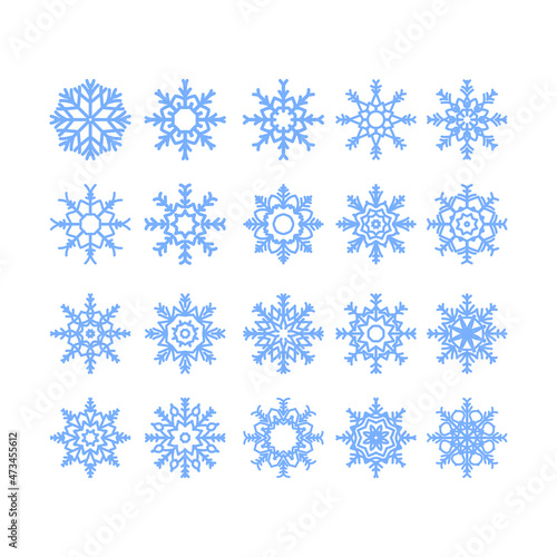 Flat design snow flakes elements set for Merry Christmas and new year