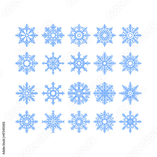 Flat design snow flakes elements set for Merry Christmas and new year