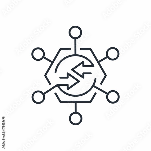 Software integration, data source. Vector linear icon isolated on white background.