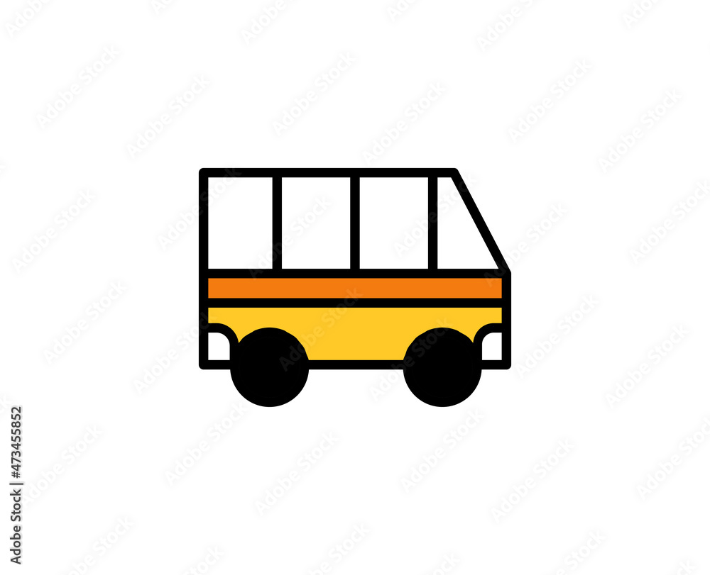 School bus line icon. High quality outline symbol for web design or mobile app. Thin line sign for design logo. Color outline pictogram on white background