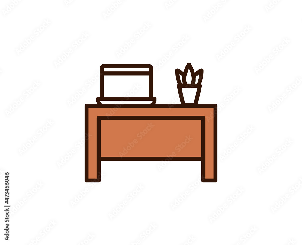 Work place line icon. Vector symbol in trendy flat style on white background. Office sing for design. Work place line icon. Vector symbol in trendy flat style on white background. Office sing for design.