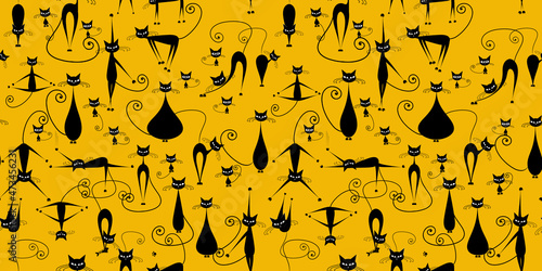 Black cats, seamless pattern for your design
