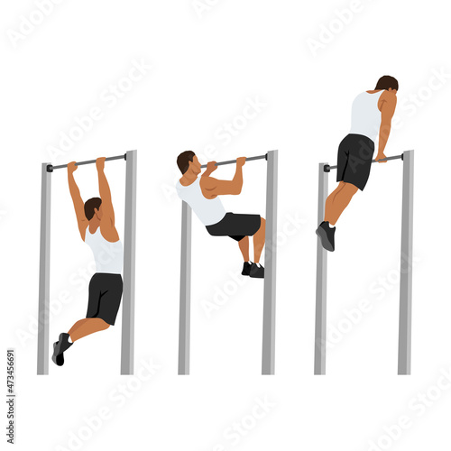 Muscle up on bar calisthenics movement : Layered Vector Illustration - Easy to Edit