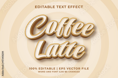 Editable text effect - Coffee Latte 3d template style premium vector