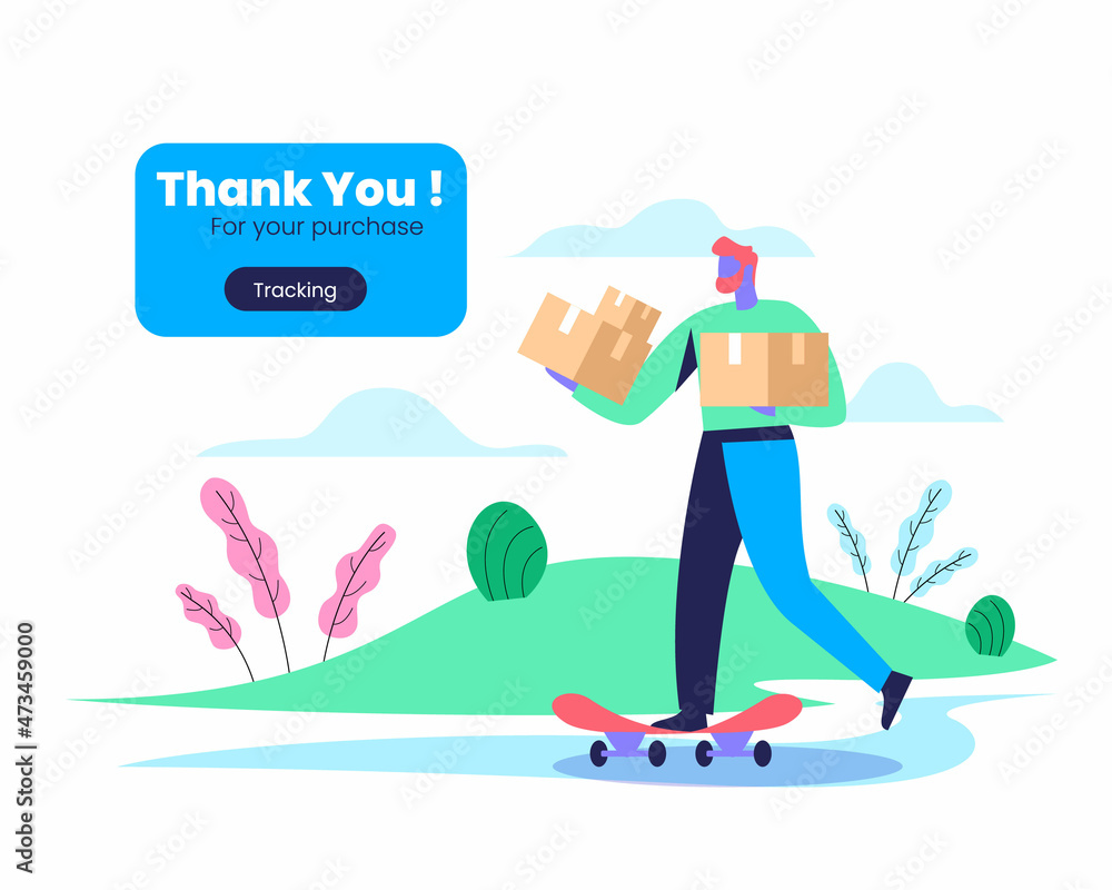 Obraz premium Thank you page for products delivering website illustration concept vector