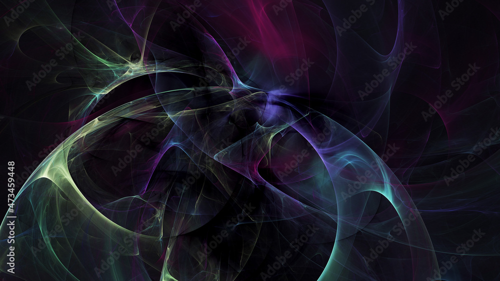 Abstract colorful blue and violet fiery shapes. Fantasy light background. Digital fractal art. 3d rendering.