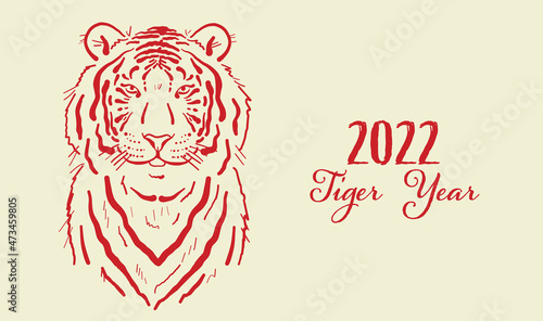 Tiger, animal character. Symbol of 2022 New Year. Design Template for Christm...