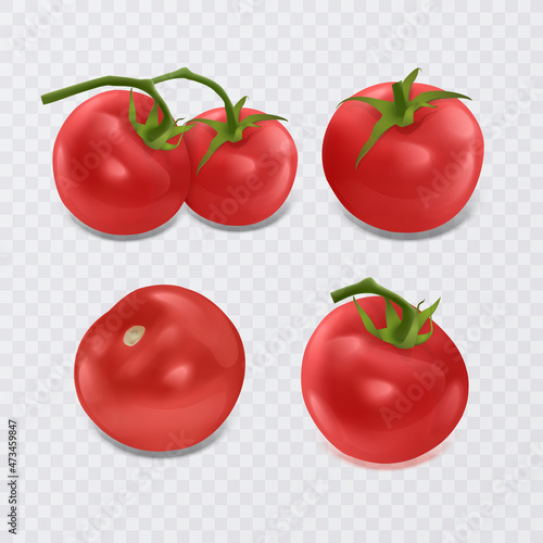 Realistic Tomat, Set of red ripe tomato vector illustration