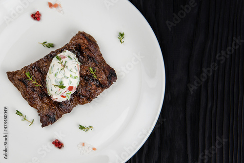 Grilled skirt beef meat ste...