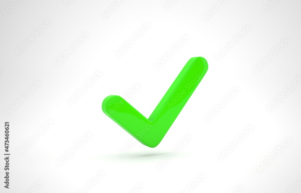 3D green tick on isolate white background. 3d render illustration. 3D green tick on isolate white background. 3d render illustration.