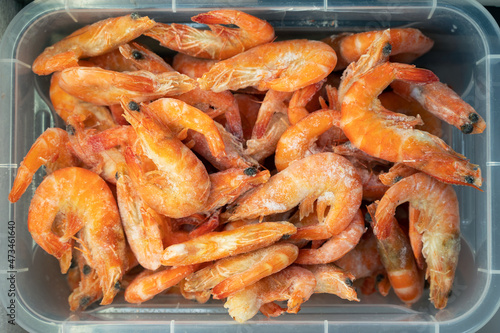 Frozen shrimp in fridge at ...