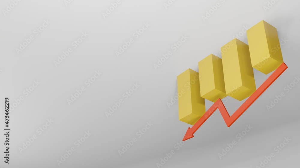 3D Three Dimensional Illustration of Yellow Up and Down Bar Chart with Red Indicator Arrows with Negative Space. Great for Economics and Business Presentation Templates 3D Three Dimensional Illustration of Yellow Up and Down Bar Chart with Red Indicator Arrows with Negative Space. Great for Economics and Business Presentation Templates