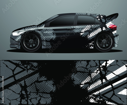 Rally car decal graphic wrap vector, abstract background