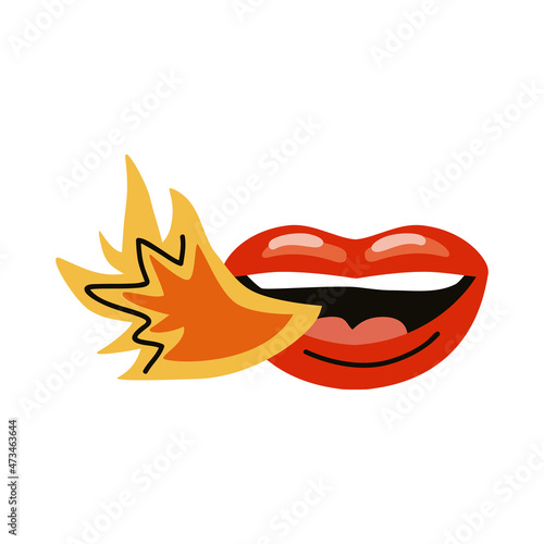 mouth with flame