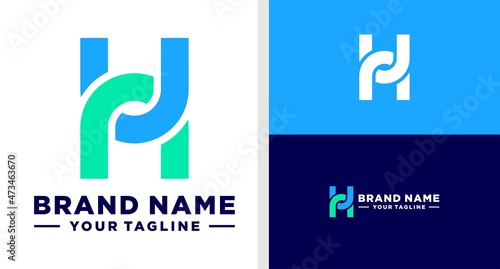 LETTER H LOGO CHAIN CONNECTED TECHNOLOGY EDITABLE