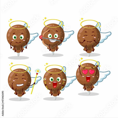 Orange lolipop wrapped cartoon designs as a cute angel character