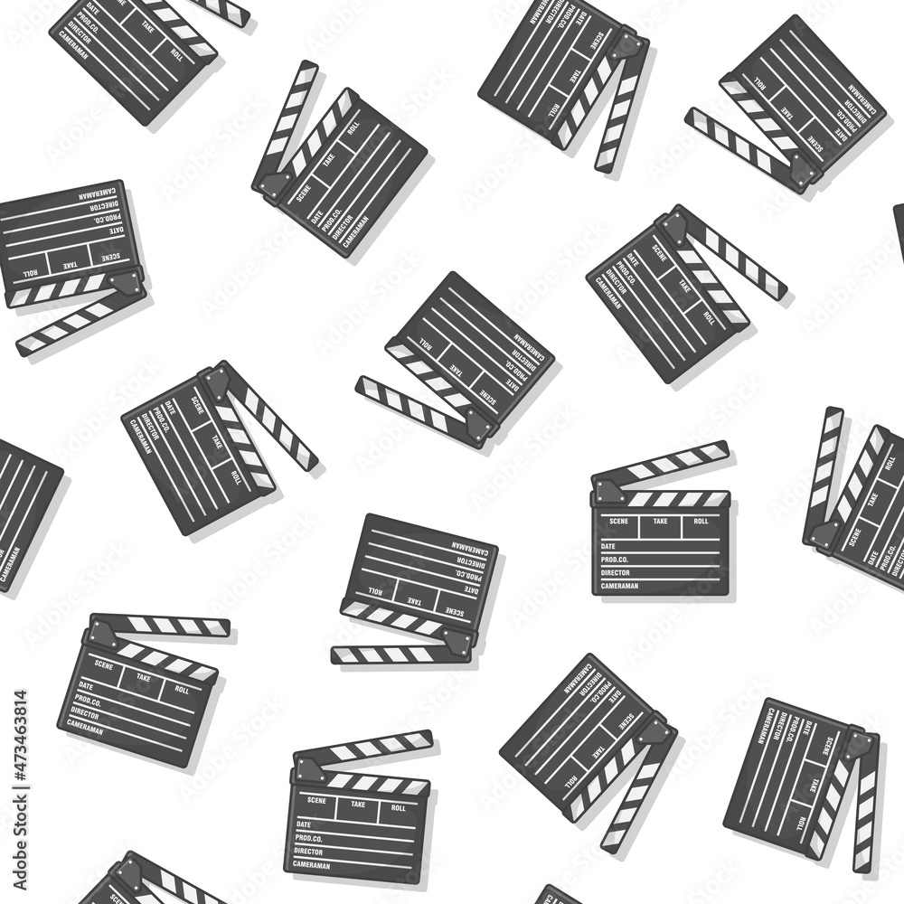 Movie Clapper Board Seamless Pattern On A White Background. Movie Production Icon Vector Illustration Movie Clapper Board Seamless Pattern On A White Background. Movie Production Icon Vector Illustration