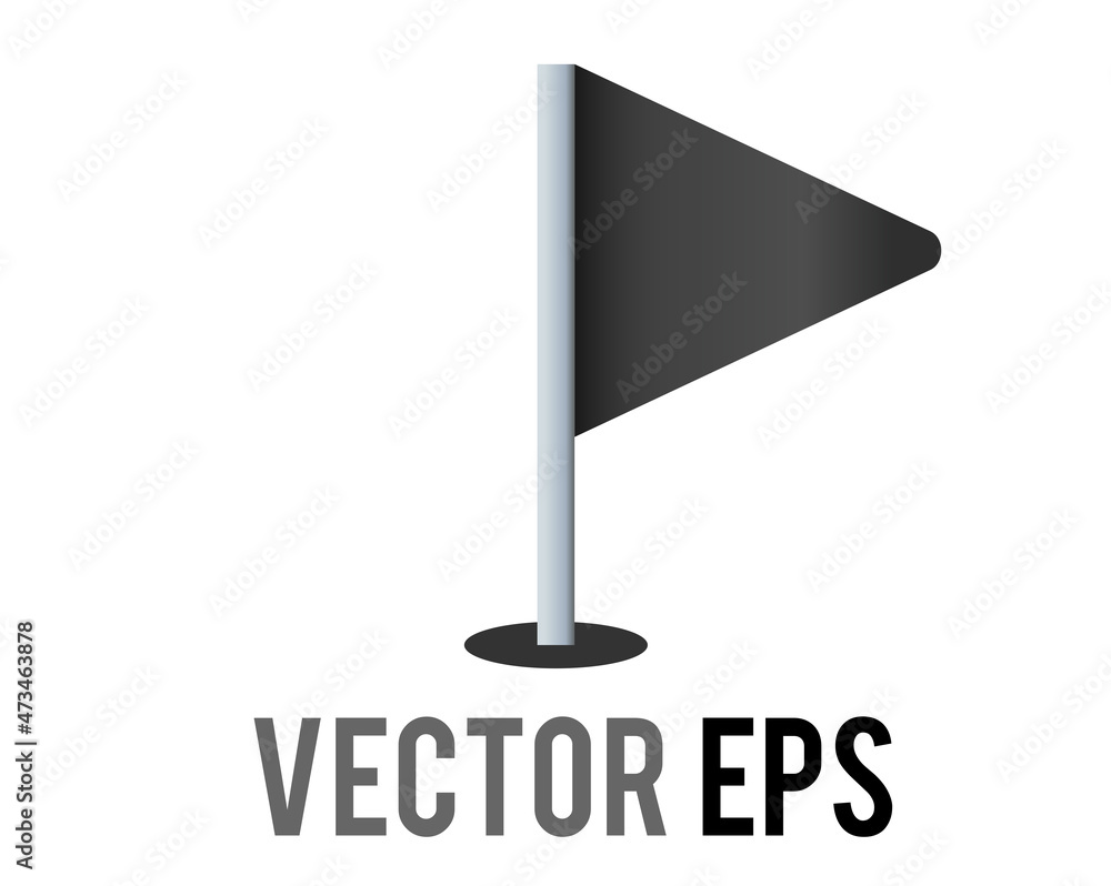 Vector isolated vector triangular black flag icon with silver pole Vector isolated vector triangular black flag icon with silver pole