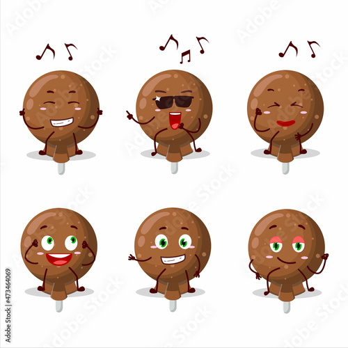 An image of orange lolipop wrapped dancer cartoon character enjoying the music