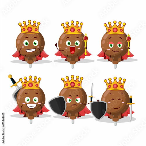 A Charismatic King orange lolipop wrapped cartoon character wearing a gold crown