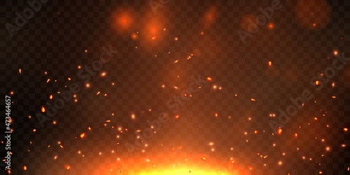 Burning red hot sparks realistic fire flames abstract background