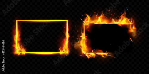 Burning red hot sparks realistic fire flames abstract background