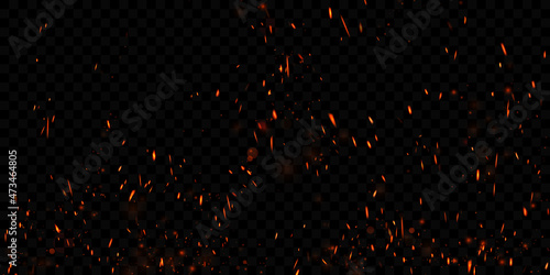 Obraz na plátně Burning red hot sparks realistic fire flames abstract background