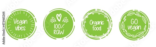 Healthy lifestyle icons on yellow background. Go vegan and organic food. photo