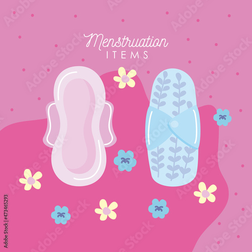 menstruals towels and lettering