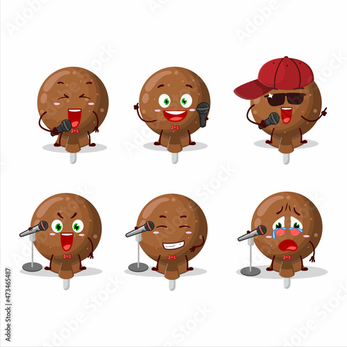 A Cute Cartoon design concept of orange lolipop wrapped singing a famous song