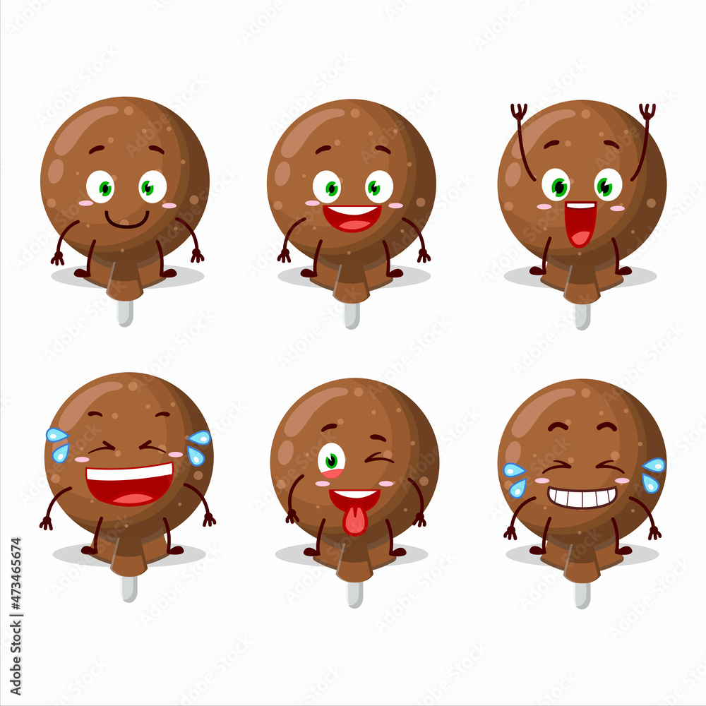 Cartoon character of orange lolipop wrapped with smile expression Cartoon character of orange lolipop wrapped with smile expression