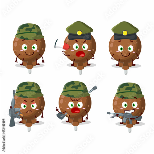 A charming soldier orange lolipop wrapped cartoon picture bring a gun machine