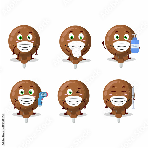 A picture of orange lolipop wrapped cartoon design style keep staying healthy during a pandemic