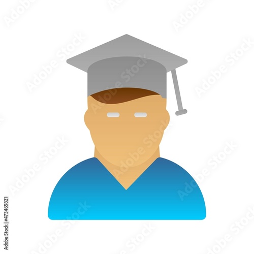 Male Student Flat Gradient Vector Icon Design