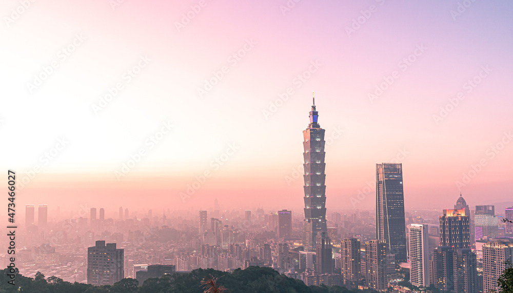 Fototapeta premium tourist attractions in the city park of taiwan, Asia business concept image, panoramic modern cityscape building in taiwan. 