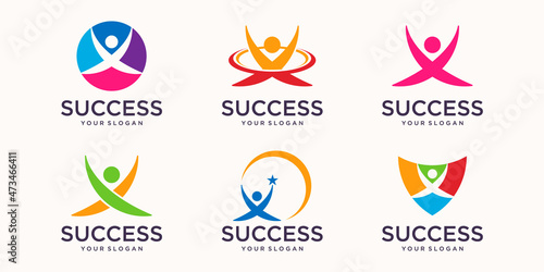 people care success health life logo template icons