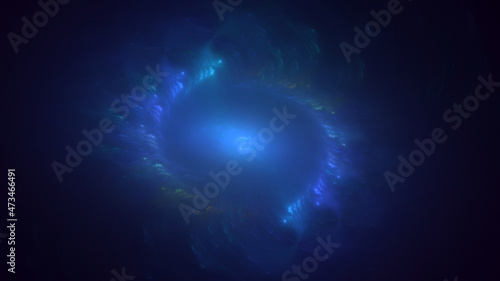 3D rendering abstract blue fractal light background