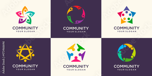 Set of People logo with colorful design. Simple logo design template